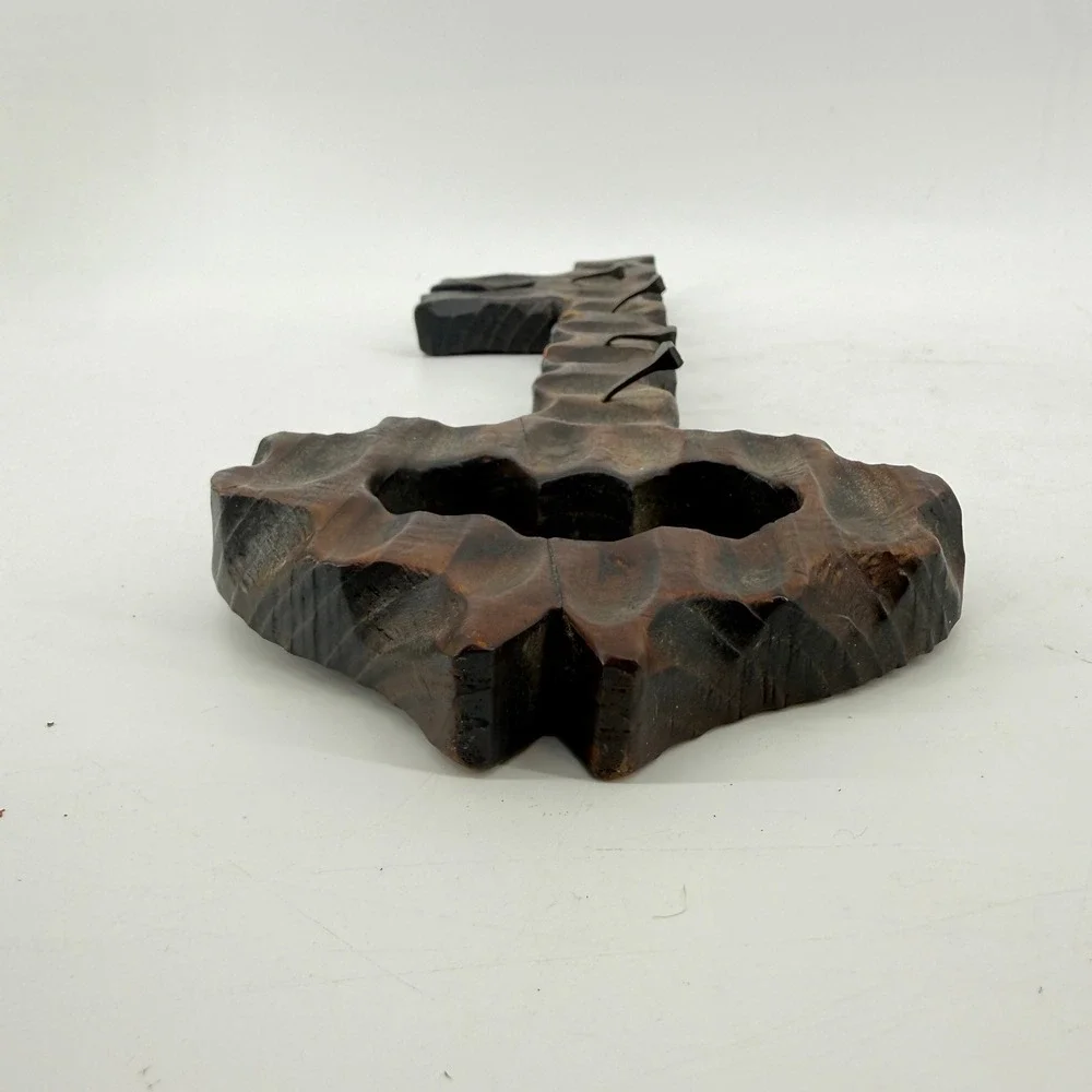 Key Rack Made in Spain Brown Rustic Hand Carved Wood Skeleton Key Hooks 14.25